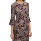 Vestido feminino Tommy Hilfiger com estampa Paisley e manga sino, roxo, tamanho 12