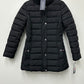 Casaco acolchoado com capuz e acabamento em pele sintética Tommy Hilfiger feminino, preto, tamanho X-S