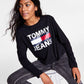 Tommy Jeans Camiseta Feminina de Algodão com Logo Gráfico Preto Tamanho Grande