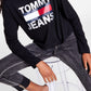 Tommy Jeans Camiseta Feminina de Algodão com Logo Gráfico Preto Tamanho Grande