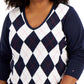 Suéter Tommy Hilfiger Feminino Algodão Argyle Azul Tamanho 0X