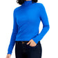 Tommy Hilfiger Blusa de gola alta feminina de algodão, azul, tamanho grande