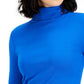 Tommy Hilfiger Blusa de gola alta feminina de algodão, azul, tamanho grande