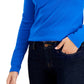 Tommy Hilfiger Blusa de gola alta feminina de algodão, azul, tamanho grande