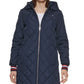 Casaco acolchoado com capuz feminino Tommy Hilfiger azul tamanho grande