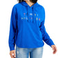 Tommy Hilfiger Moletom com capuz feminino raglan bordado azul tamanho grande