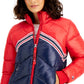 Jaqueta acolchoada feminina Tommy Hilfiger Sport Colorblocked vermelha tamanho XXG