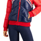 Jaqueta acolchoada feminina Tommy Hilfiger Sport Colorblocked vermelha tamanho XXG