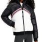 Jaqueta acolchoada feminina Tommy Hilfiger Sport Colorblocked preta tamanho X-S