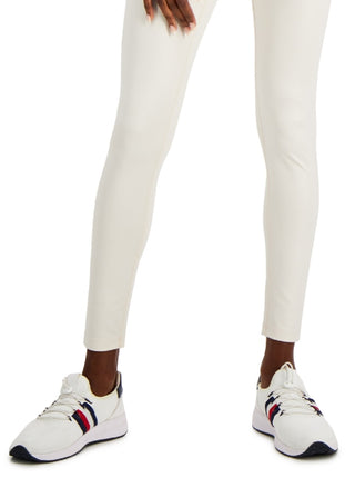 Calça legging feminina Tommy Hilfiger cintura alta comprimento total branca tamanho grande