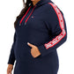 Vestido de moletom midi com capuz feminino Tommy Hilfiger azul tamanho 1X