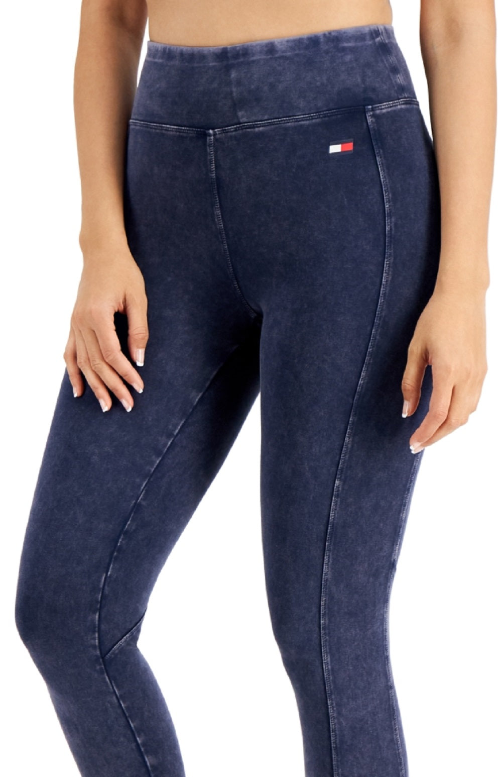 Calças jegging Tommy Hilfiger de cintura alta para mulheres, tamanho XG, azul