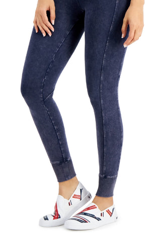 Calças jegging Tommy Hilfiger de cintura alta para mulheres, tamanho XG, azul