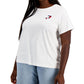 Camiseta feminina Tommy Hilfiger com bordado duplo e coração, branca, tamanho 3X