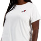 Camiseta feminina Tommy Hilfiger com bordado duplo e coração, branca, tamanho 3X