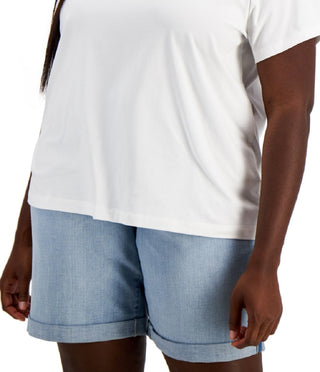 Camiseta feminina Tommy Hilfiger com bordado duplo e coração, branca, tamanho 3X