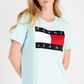 Vestido Tommy Jeans Feminino Manga Curta Estampado com Bandeira Azul Tamanho P