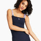 Vestido justo feminino Tommy Jeans com alça e logo azul, tamanho extragrande