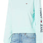 Tommy Jeans Moletom Feminino com Logo e Manga Azul, Tamanho Médio