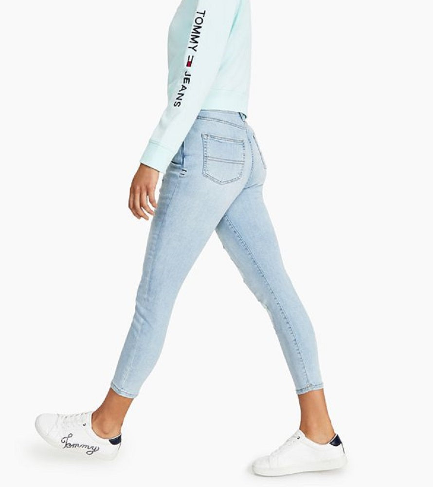 Tommy Jeans Moletom Feminino com Logo e Manga Azul Tamanho XS