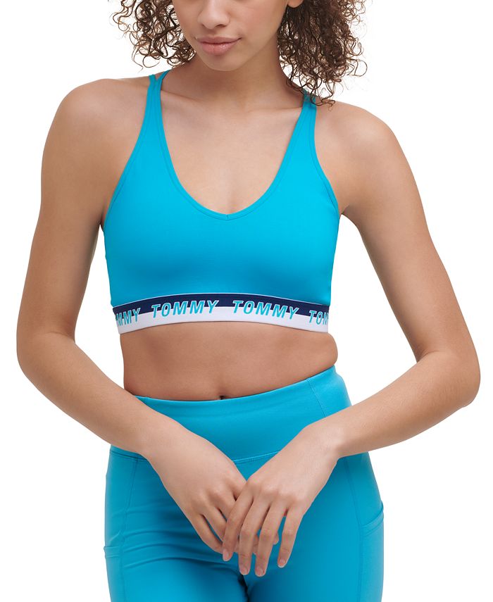 Sutiã esportivo feminino Tommy Hilfiger Logo Fitness azul tamanho X-G