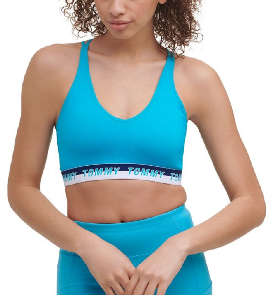 Sutiã esportivo feminino Tommy Hilfiger Logo Fitness azul tamanho X-G