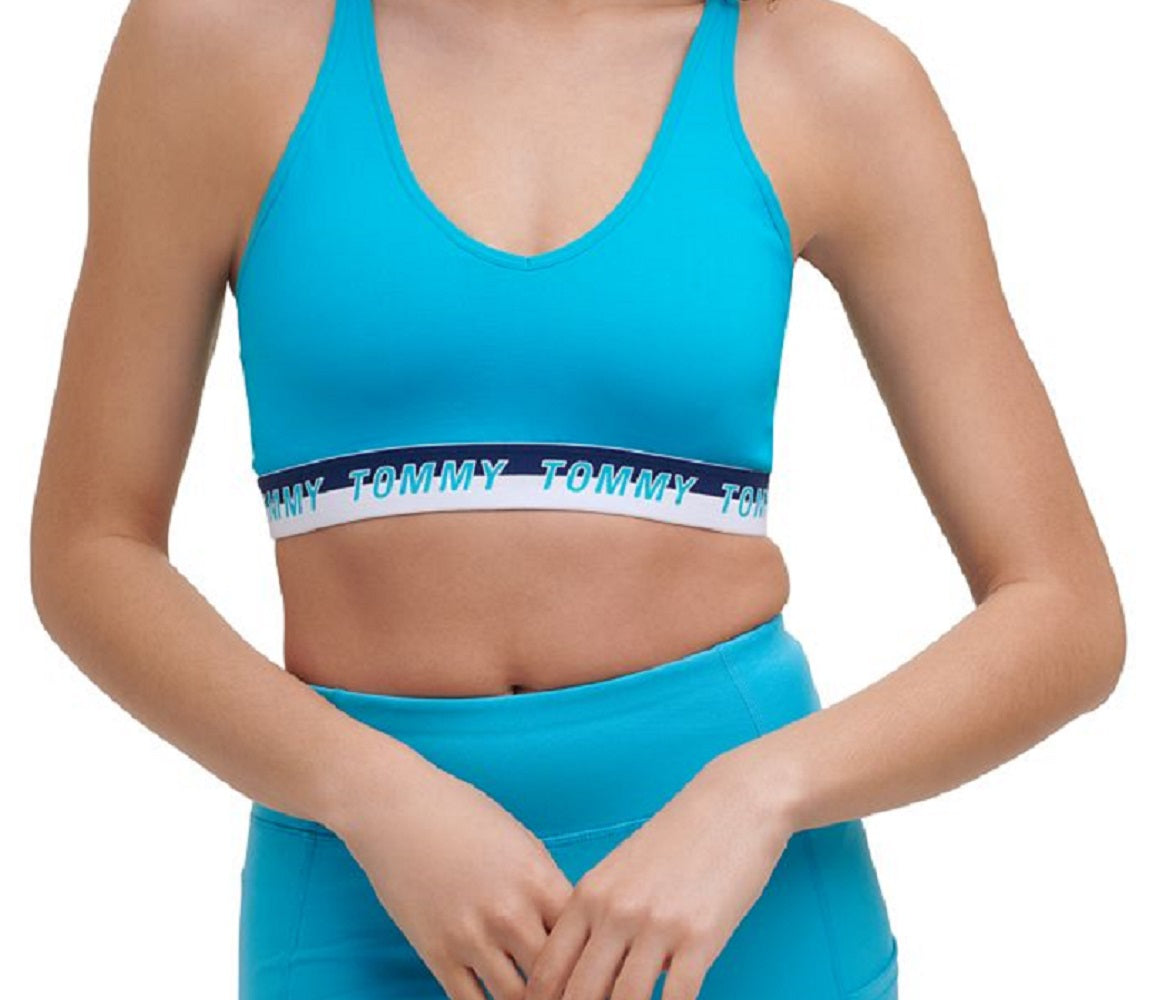 Sutiã esportivo feminino Tommy Hilfiger Logo Fitness azul tamanho X-G