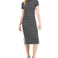 Vestido midi feminino Tommy Jeans Rib Stipe preto tamanho pequeno