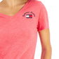 Camiseta Tommy Jeans Feminina de Algodão com Gola V e Logotipo, Vermelha, Tamanho Grande