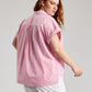 Blusa Tommy Hilfiger Feminina com Bolsos Elásticos, Punhos e Manga Curta, Gola Pontilhada, Botão, Rosa, Tamanho 2X
