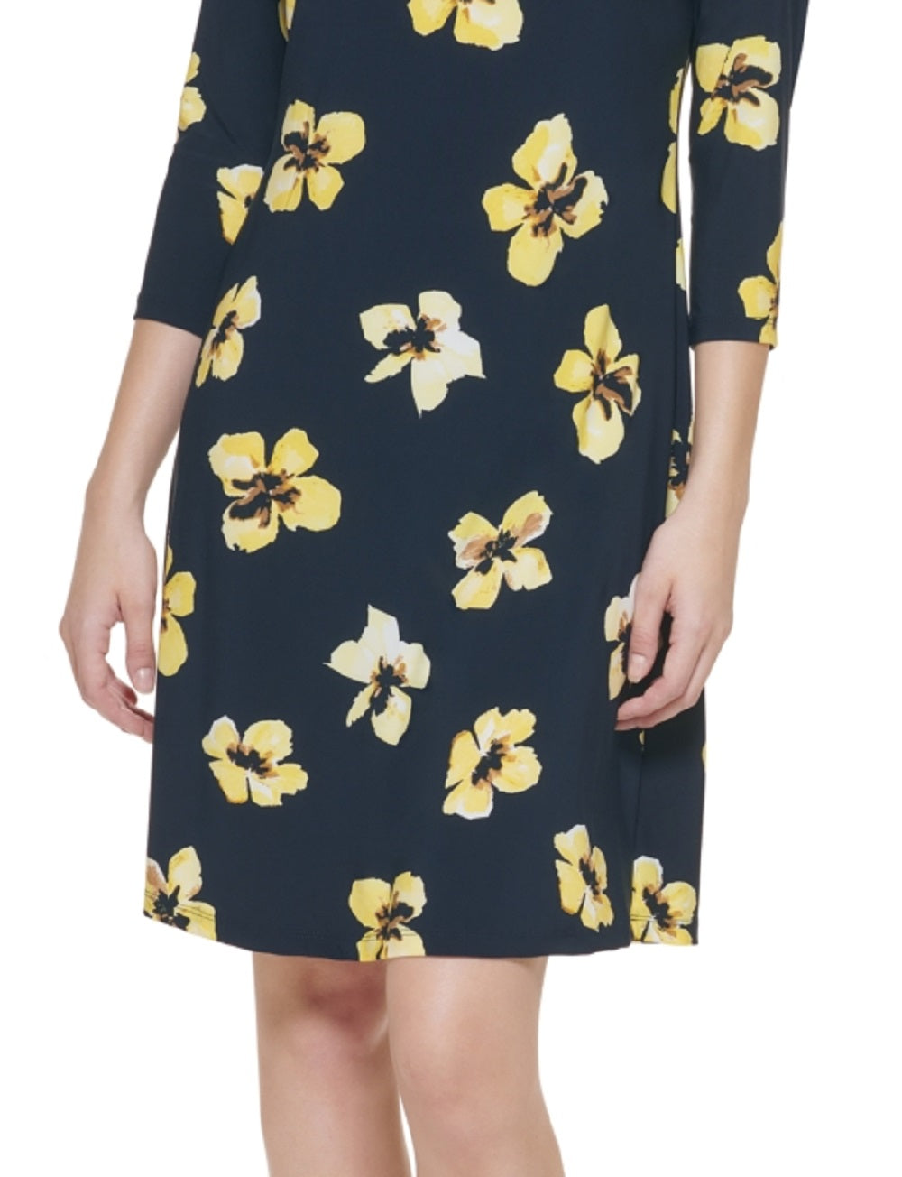 Vestido feminino Tommy Hilfiger com estampa floral, azul, tamanho 12