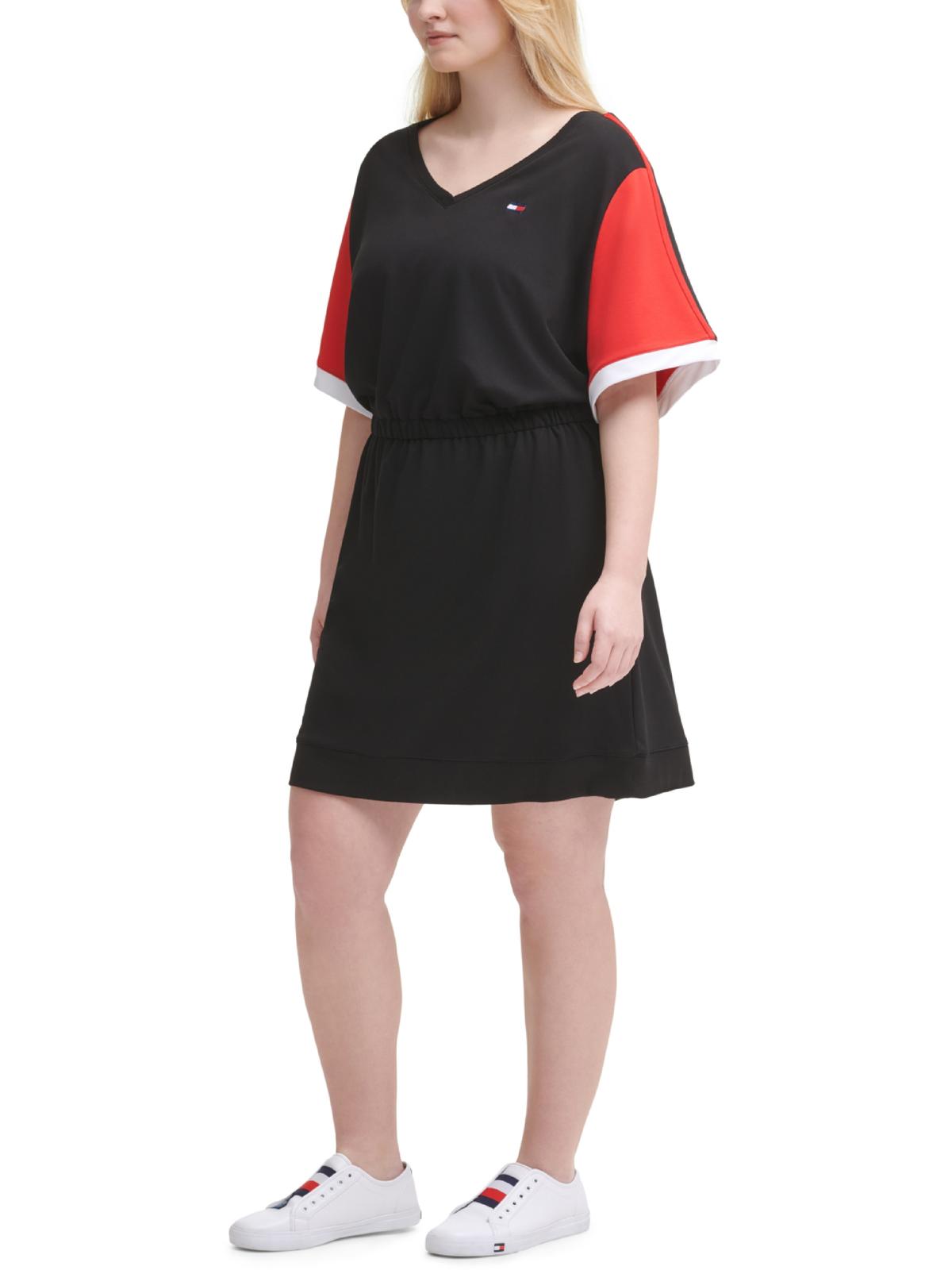 Vestido tênis feminino Tommy Hilfiger com logo colorblock, preto, tamanho 2X