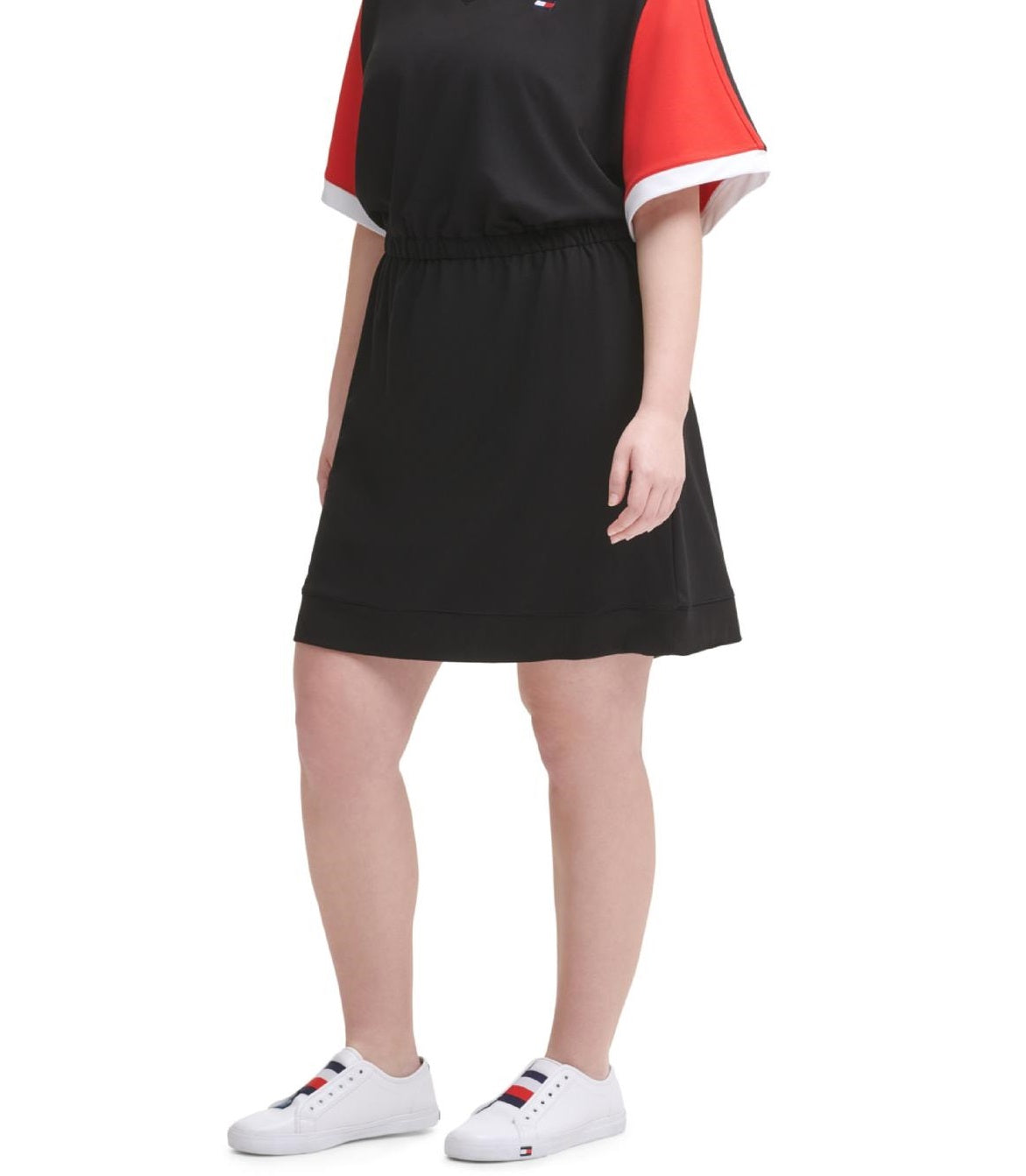 Vestido tênis feminino Tommy Hilfiger com logo colorblock, preto, tamanho 2X