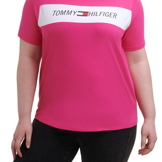 Camiseta Tommy Hilfiger Sport Plus Feminina com Logo Gráfico Rosa Tamanho 3X