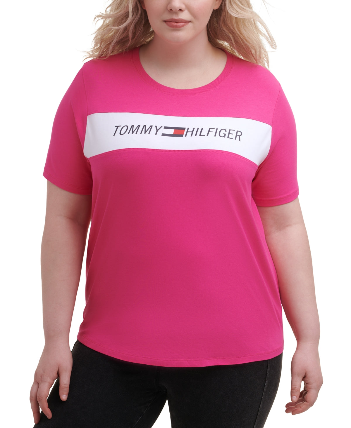 Camiseta Tommy Hilfiger Sport Plus Feminina com Logo Gráfico Rosa Tamanho 3X