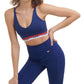 Sutiã esportivo de baixo impacto Tommy Hilfiger feminino com faixa e logotipo, azul, tamanho pequeno