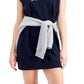 Vestido moletom feminino Tommy Jeans com logo e manga curta, azul, tamanho grande