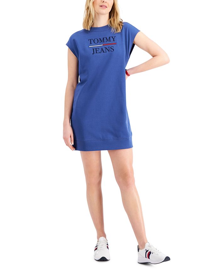 Vestido Tommy Jeans Feminino Manga Curta Logo Azul Tamanho X-G