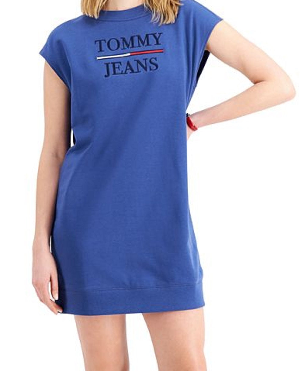 Vestido Tommy Jeans Feminino Manga Curta Logo Azul Tamanho X-G