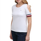 Tommy Hilfiger Blusa Feminina Gola Redonda Ombros Vazados Branca Tamanho P