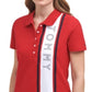 Camiseta polo feminina Tommy Hilfiger com logo vermelha, tamanho médio