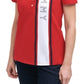 Camiseta polo feminina Tommy Hilfiger com logo vermelha, tamanho médio