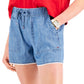 Tommy Jeans Feminino Chambray Cordão Recortado Shorts Azul Tamanho X-G