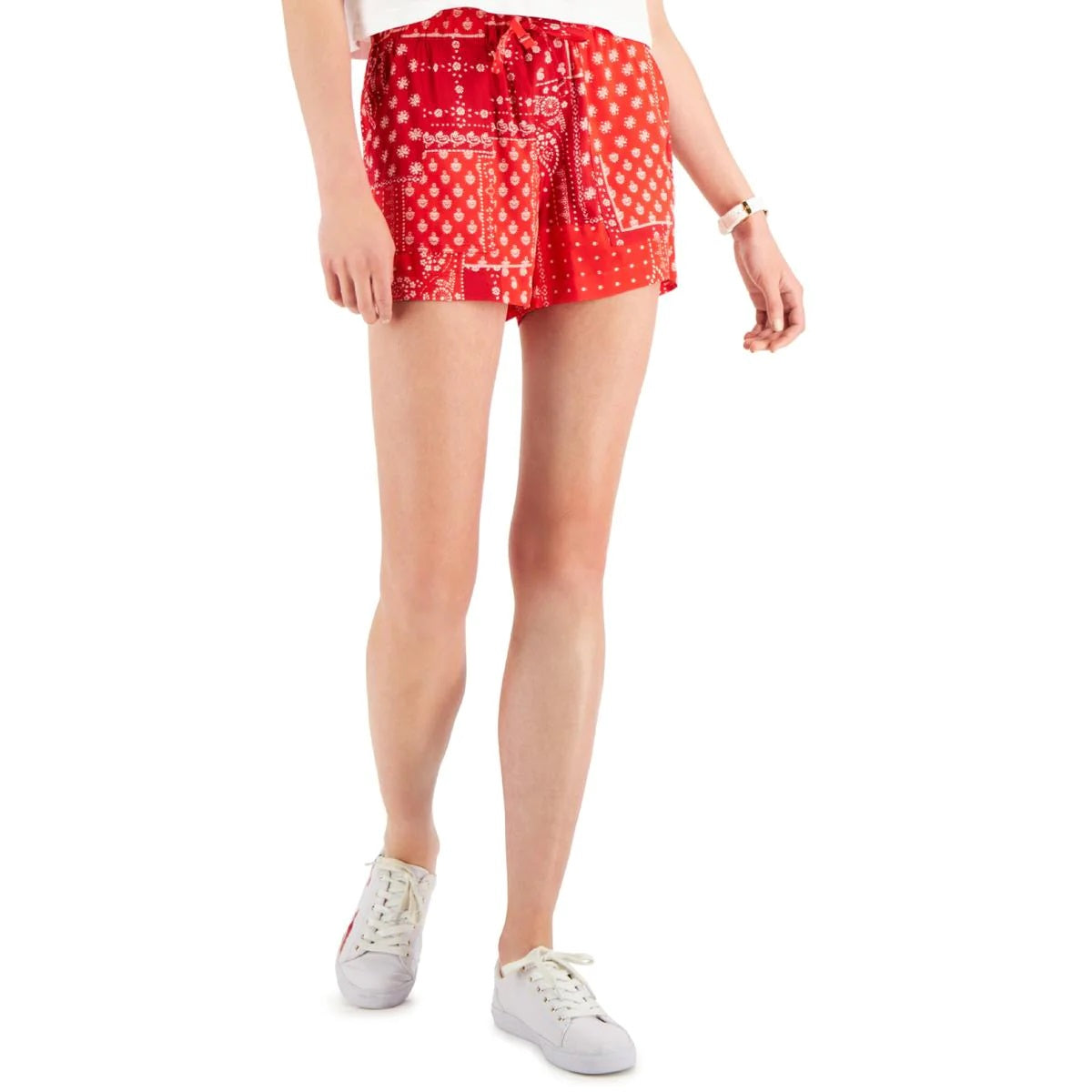 Tommy Jeans feminino bandana tecido paisley vestido shorts vermelho tamanho grande
