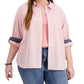 Blusa Tommy Hilfiger Feminina com Botões em Xadrez Rosa Tamanho 2X