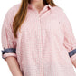 Blusa Tommy Hilfiger Feminina com Botões em Xadrez Rosa Tamanho 2X