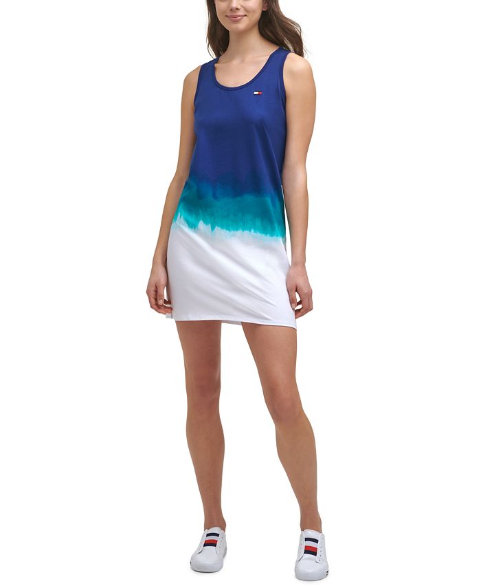 Vestido esportivo feminino Tommy Hilfiger com recortes ombré laranja tamanho grande