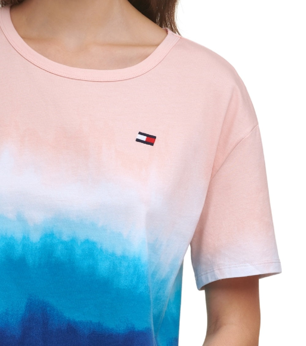 Camiseta Tommy Hilfiger Sport Feminina com Recorte nas Costas Ombré Azul Tamanho XXG