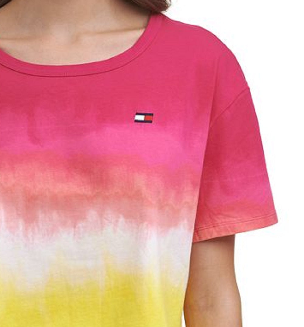 Camiseta Tommy Hilfiger Feminina com Recorte nas Costas e Ombré Rosa Tamanho XXG