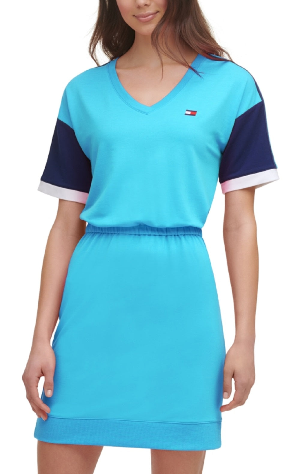 Vestido Tommy Hilfiger Feminino Colorblock Azul Tamanho X-G